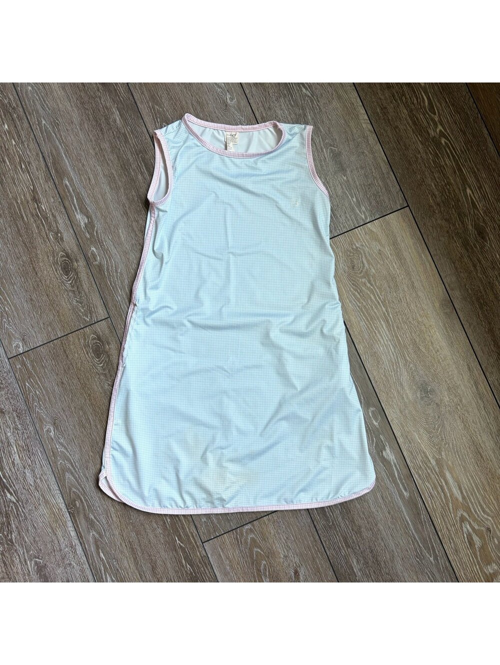 SET Athletics Tinsley Tennis Dress Girls 9/10 Blue Gingham Pink Trim Prep
